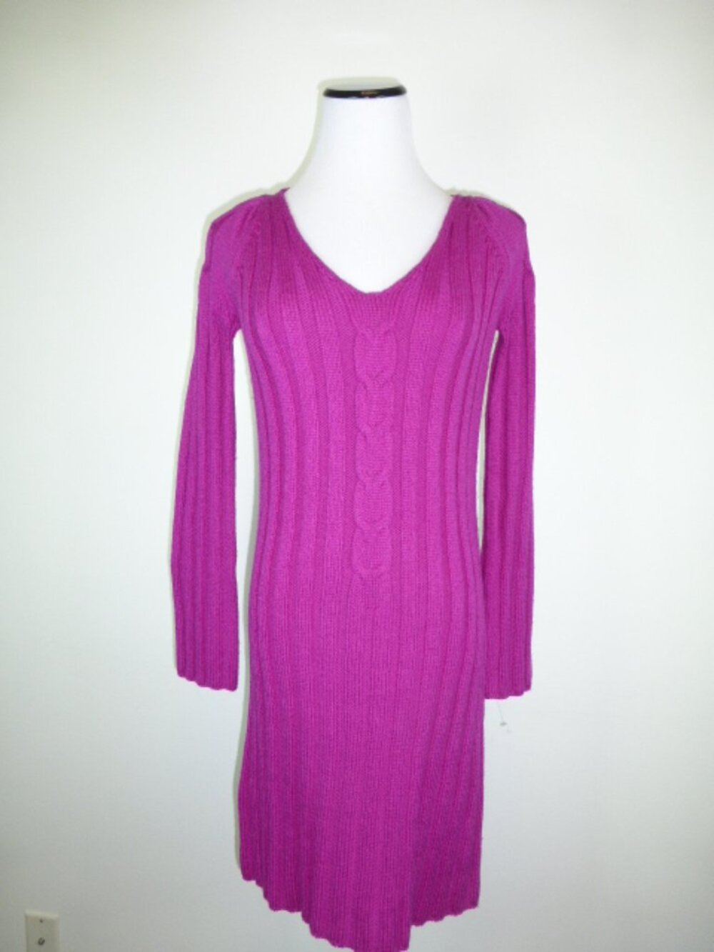 KRIZIA NEIMAN MARCUS pink cable Sweater DRESS I40 S M Vintage made in Italy